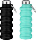 Collapsible Water Bottles,16oz Capacity Portable Reusable Silicone Water Bottle,Leak-proof,with buckle,foldable storage,Lightweight Durable for Fitness,Cycling,Sports,Camping,Hiking(Black+Green) by Unknown