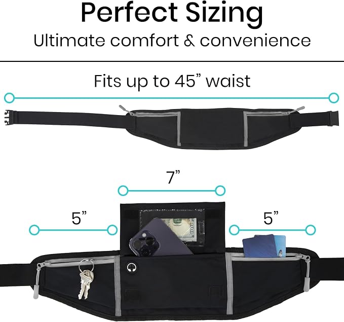 Vive Running Belt Fanny Pack for Women, Men, Kids, Adults, Jogging | Workouts- Waterproof Runners Reflective Waist Pack Bag with Phone Holder - for Fitness, Exercise, Gym, Hiking, Travel - Image 6