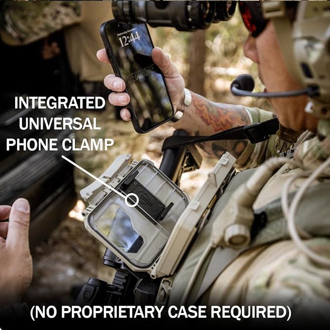Thyrm DarkVault 2.0 Comms Critical Gear Case with Smartphone Mount|Lrg Blk | For iPhone, Samsung and Google phones, Integrated Phone Clamp + Viewing Window, Velcro Patch Panels, For MOLLE, Made in USA - Image 3