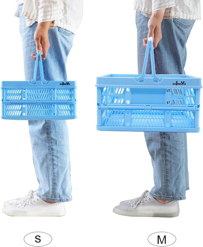 Collapsible storage crates ,plastic baskets for organize 14.96x 9.84"x7.87" | shopping garden basket,foldable crate with Handles, car trunk basket,for Kitchen,Bathroom - Image 7
