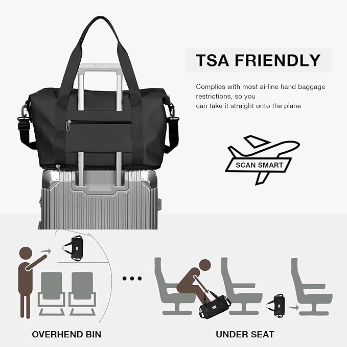 Travel Duffel Bag, Sports Tote Gym Bag, Shoulder Weekender Overnight Bag for Women - Image 4