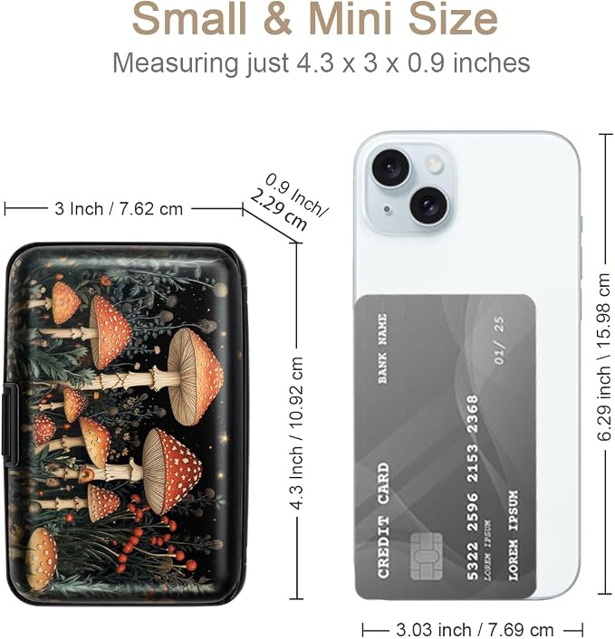 Coco Rossi Credit Card Holder RFID Aluminum Small Mini Wallet Women | Metal Wallet, Business Cards Holder, ID Case, Slim Sleeves, Womens Girls Gift, Carry Proof Wallets for Travel, Mushroom - Image 5