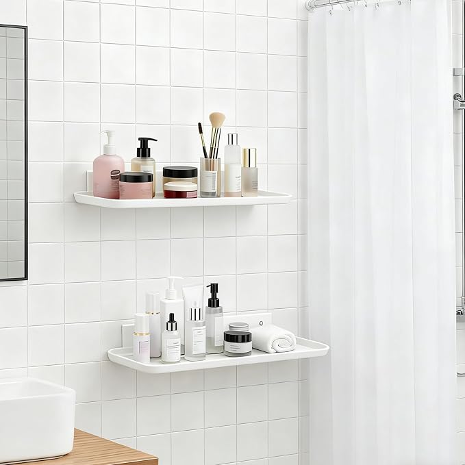 Floating Shelves for Wall, Wall Mounted Floating Shelves, Bathroom Shelf Bedroom Kitchen Living Room Hanging Storage Shelves, Room Decor (4, White) - Image 2