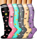 6 Pack Copper Compression Socks for Women and Men Circulation-Best Support for Medical,Running,Nursing,Athletic by Bluemaple