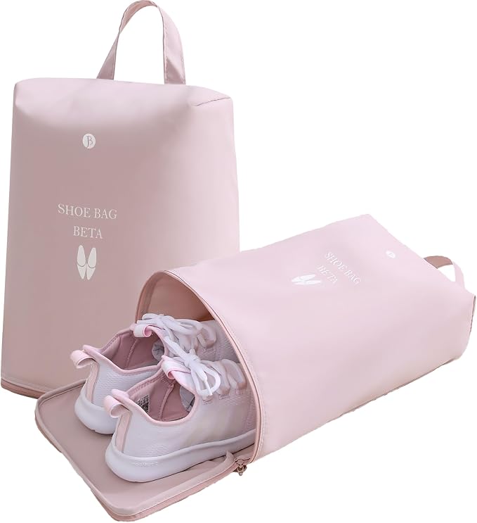 tianzong Shoe Bags for Travel, Waterproof Shoe Storage Organizer with Zipper for Men and Women (2 Pack, Pink) by tianzong