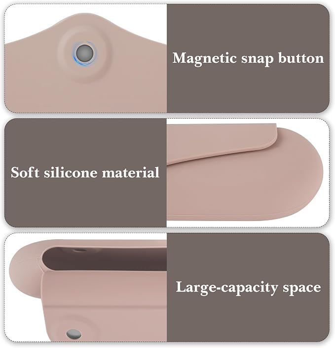 Linkidea Manual Toothbrush Travel Case with Magnetic Snap, Compatible with Colgate ExtraClean, Oral-B CrossAction Toothbrush, Portable Silicone Protective Box (Khaki) - Image 4