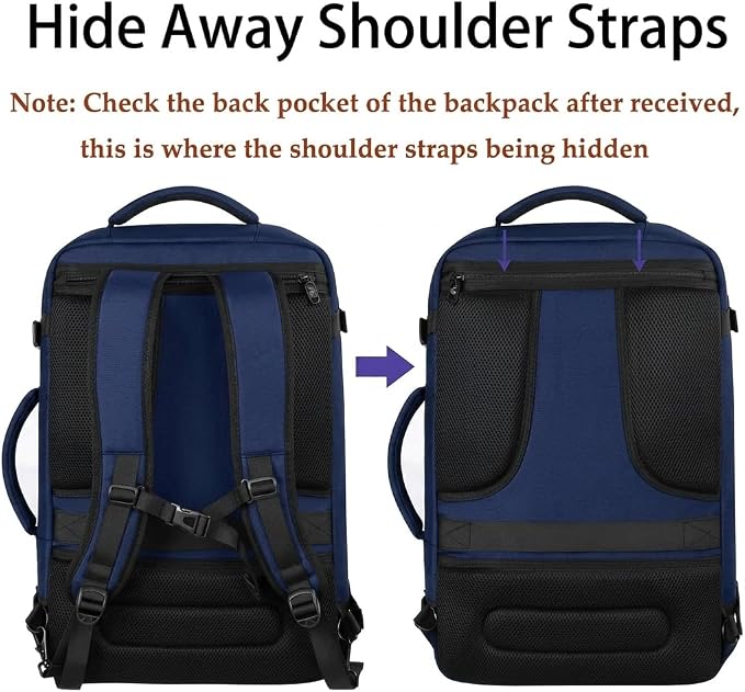 MATEIN Expandable Travel Backpack, Large Capacity Carry on Backpack for Men | For Airplanes, Airline Approved Bags with Adjustable Shoulder Straps, Water Resistant, For International Trip,Grey Blue - Image 4