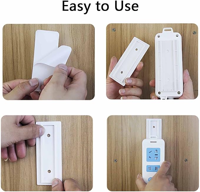 12 PCS Adhesive Punch Free Socket Holder, Self-Adhesive Desktop Socket Fixer, Power Strip Holder Fixator, Wall Mount Cable Management - Image 6