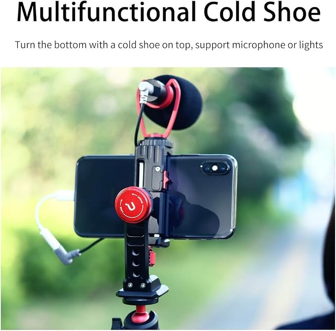 Cell Phone Tripod Mount, ULANZI ST-14 Smartphone Tripod Mount Adapter | Aluminum with Cold Shoe, 360° Cell Phone Stand Holder Clamp for iPhone17 16 15 14 13 12 11 Max Pro iPhone X XR Xs 6 7 Plus - Image 6