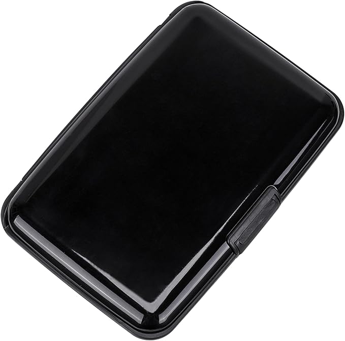 Mini RFID Aluminum Wallet Credit Cards Holder Business Card Case Metal ID Case for Men Women (Black) by ELFISH