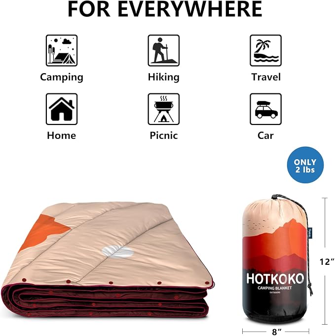 Puffy Camping Blanket,Large Camp Blanket Outdoor Camping Quilt Waterproof | Lightweight Printed Warm Packable Down Alternative Blanket for Camping,Traveling, Stadium, Hiking, Picnics - Image 7