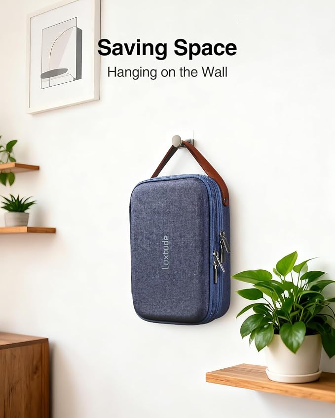 Electronic Organizer Travel Case, Double Layer Tech Organizers | Hard Shell Zipper Case for Electronics, Travel Essentials, Blue (External Size 8.5 x 5.9 x 3.1 Inch) - Image 3