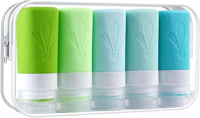 INSFIT Travel Bottles for Toiletries, TSA Approved 2oz Travel Size Toiletries, BPA Free Leak Proof Squeezable Silicone Tubes Travel Essentials for Shampoo Conditioner Lotion Soap by INSFITPortableTravelBottles