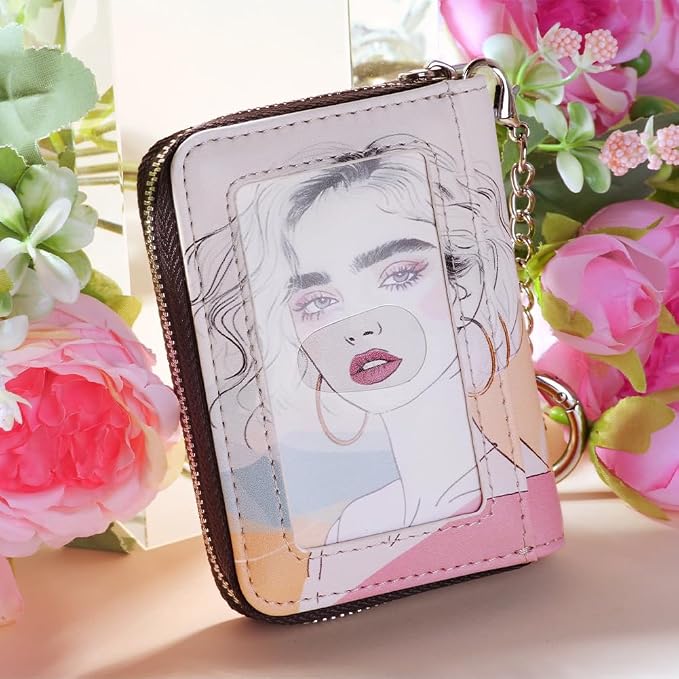 FurArt Zipper Wallet Women RFID Credit Card Holder keychain Wallet | ID Window RFID Blocking Compact Small business 15/16 slots - Image 4