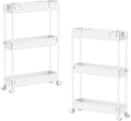 2-piece Set Slim Storage Cart 3 Tier,Bathroom Organizer Rolling Utility,Mobile Shelving Unit Slide Out for Office, Kitchen, Laundry Room & Narrow Places by Home