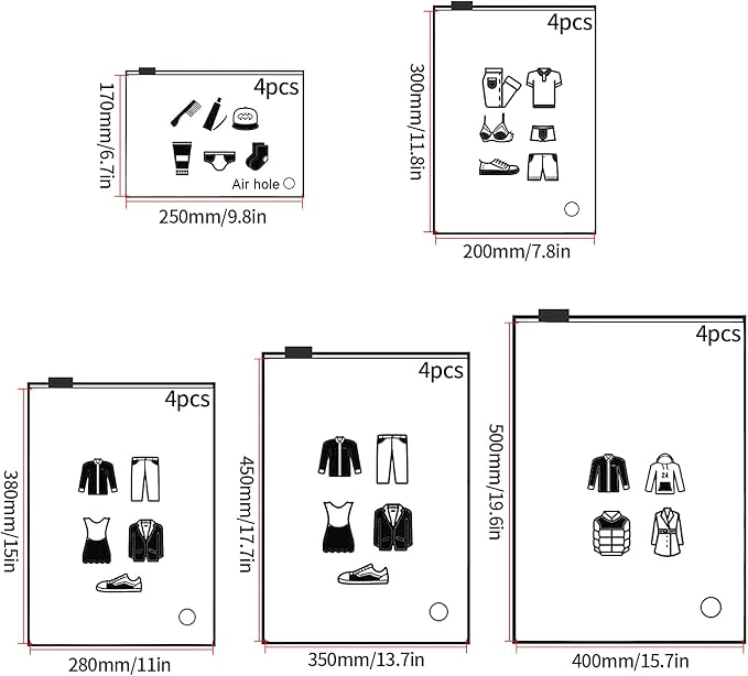 20 Pcs Travel Storage Bags, Clothes Packaging, Reusable Plastic Ziplock, Frosted Waterproof Resealable Clothing Zipper Pouch for Shoes Cosmetics Storage - Image 2