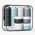 Travel Containers for Toiletries Set, Silicone Travel Bottles & Cream Jars, TSA Approved Leak-Proof Refillable Travel Size Kit with Clear Bag, 8Pcs by JUSFANE