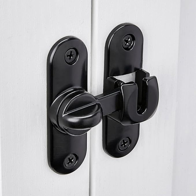 INIRET 3 Packs Black 90/180 Degree Barn Door Latches,Flip Gate Lock | Zinc Alloy Flip Gate Latches,Right Angle Door Lock,for bedroom,garage,sliding door,window,cabinet,drawer,pet enclosures - Image 5