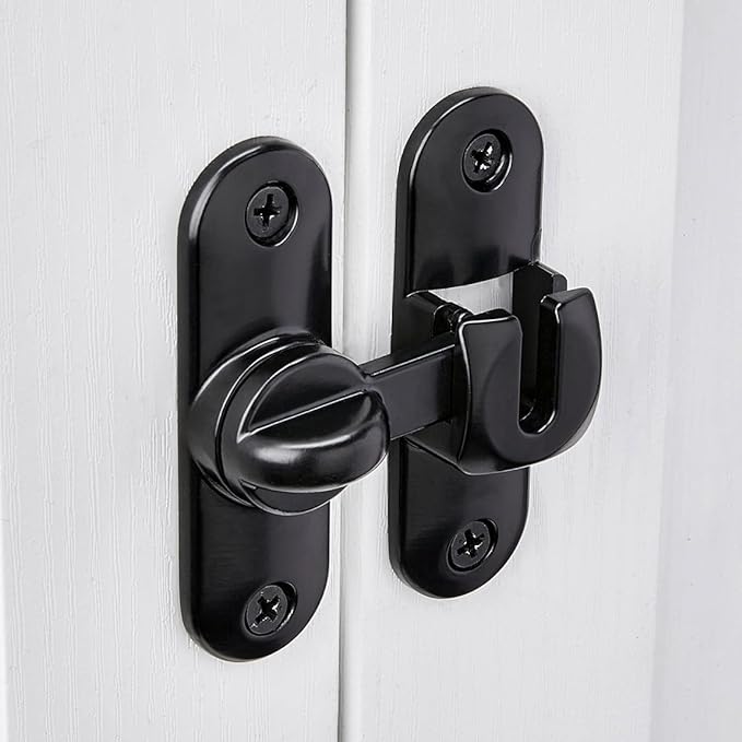 6 Packs Black 90/180 Degree Barn Door Latches,Flip Gate Lock | Zinc Alloy Flip Gate Latches,Right Angle Door Lock,for bedroom,garage,sliding door,window,cabinet,drawer,pet enclosures - Image 5