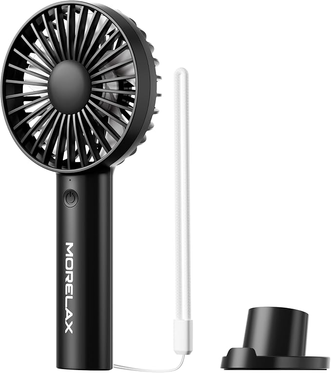 Jancane Handheld Fan, USB Rechargeable Mini Portable Fan with Base, 10H Battery, Strong Wind, Small & Powerful, Cute Design for Travel, Makeup, Girls Women Summer Gift (Greyblack) by Jancane