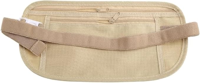 Upgraded Money Belt for Travel Hidden RFID Security Pouch Anti-Theft Passport Fanny Pack for Men & Women Present Gift money pouches for cash small travel money pouch under clothes for men Khaki by Unknown