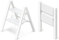 2 Step Ladder, Folding Step Stool with Anti-Slip Wide Pedal | Lightweight, Aluminum Material, 330LBS Load, Portable, Easy Storage, Space Saving, for Kitchen, Bedroom Use, White by GameGem