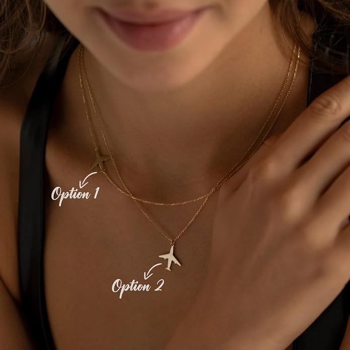 Kyerlyn Necklace for Women, Dainty Airplane/Swallow/Lightning Necklace Sideways Necklace Pendant Trendy Adjustable Chain Simple Choker Everyday Gifts - Image 3
