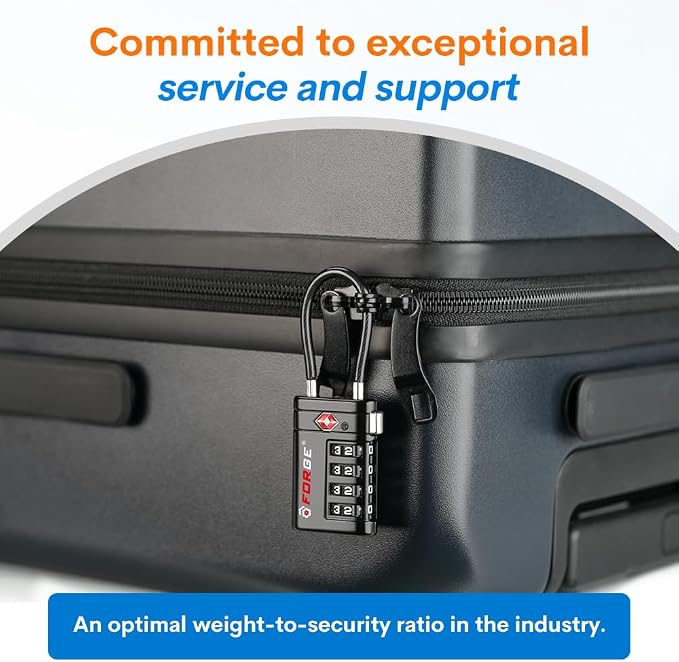 Forge TSA Approved Luggage Locks 4 Digit Combination TSA Travel Locks with TSA008, Open Alert Indicator, Zinc Alloy Body for Luggage, Suitcase, Backpack, and More. Black 6 Locks. - Image 5