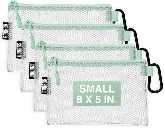 Air Production Small Clear Zipper Pouch (4-Pack) – Cable Organizer & Travel Gear Bag for Electronics, Camera Accessories, Tool Pouch & Small Tech Storage (Mint Green) by Unknown