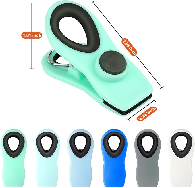 Chip Clips, Magnetic Bag Clips with Air Tight Seal for Food Storage, 12 Pieces (Blue Ombre) - Image 2