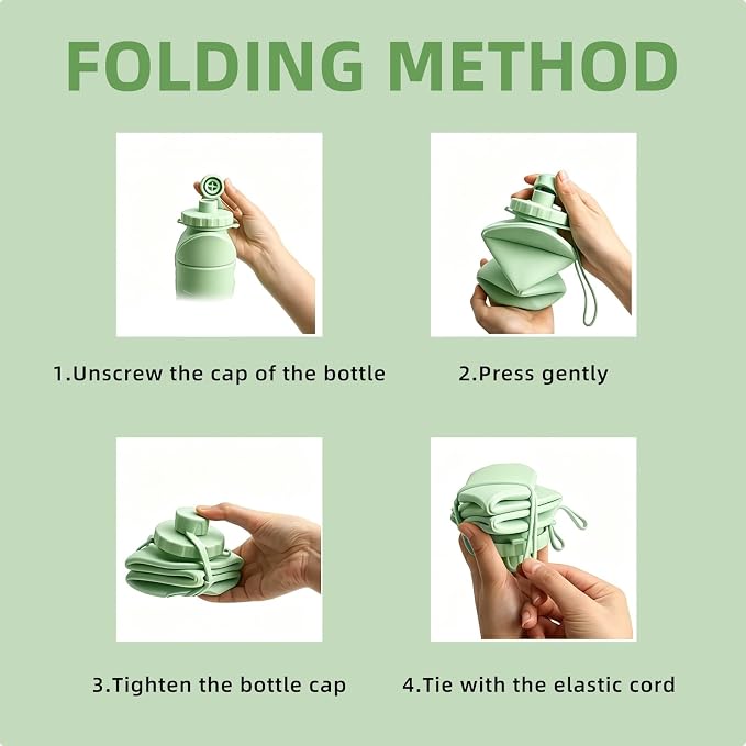 Collapsible Travel Water Bottle 28oz (800ml), BPA-Free, Foldable Silicone Lightweight Reusable Water Bottle with Leak-Proof Lid & Lanyard, Portable for Travel Cycling Gym Camping - Image 9
