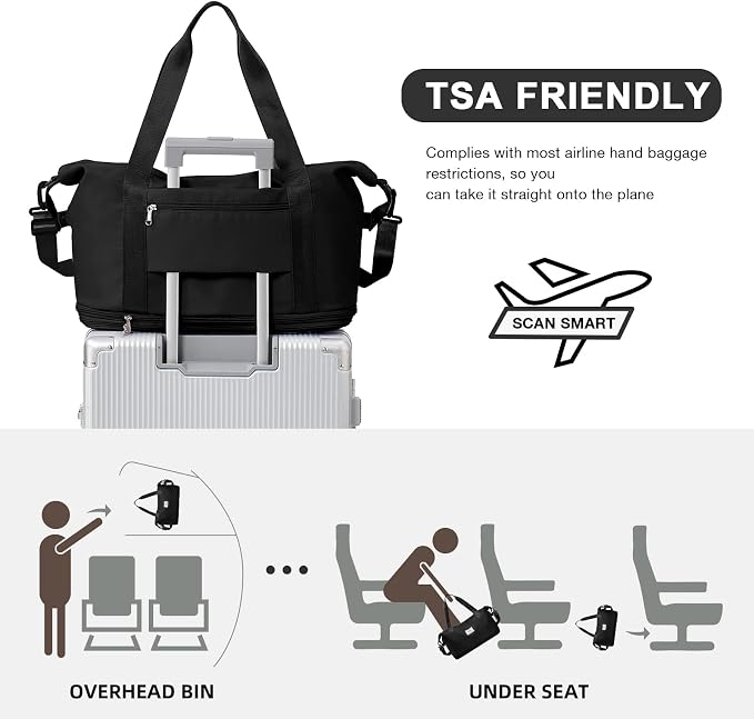 Travel Duffel Bag, Sports Tote Gym Bag, Shoulder Weekender Overnight Bag for Women - Image 4
