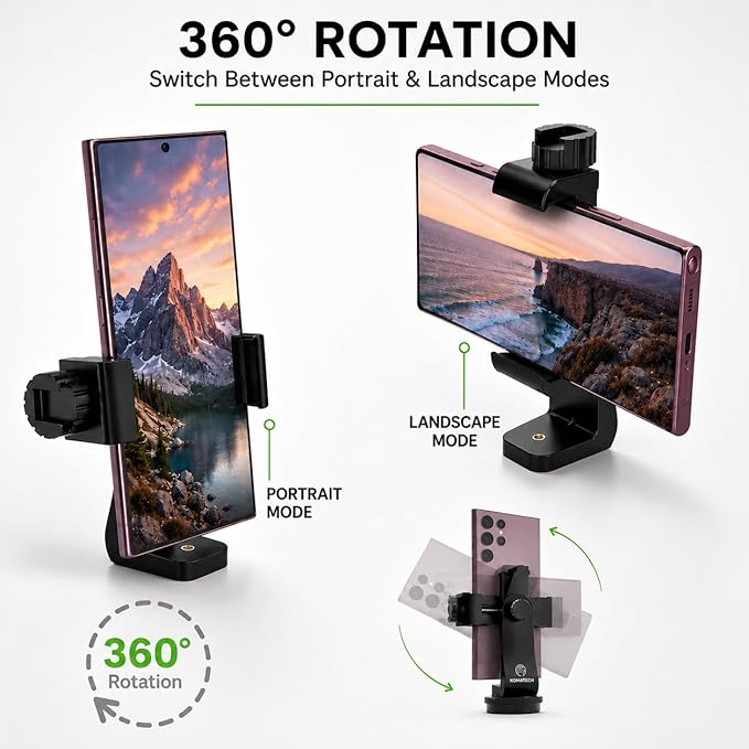 iPhone Tripod Mount Adapter with Bluetooth Remote - Fits All Phones - Image 2