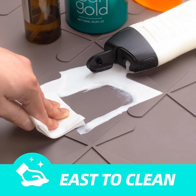 Waterproof Under Sink Mat 31" x 19" Silicone Mat Cabinet Protector | Heavy Duty Kitchen Cabinet Liner, Easy Press Drain, Home Essentials for Pet Feeding, Boots, Bathroom, Organizers & Storage - Image 6