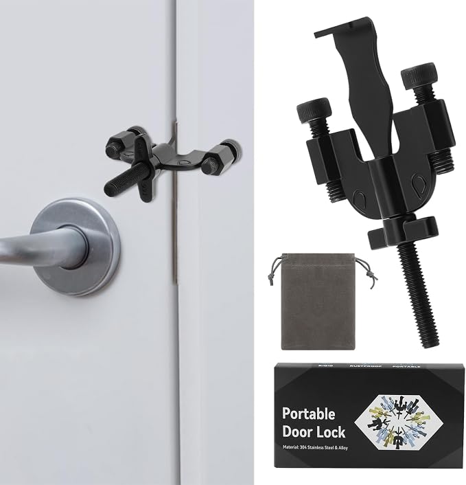 Portable Door Lock, Adjustable Door Lock, Door Lock Security Devices | Home Security Door Locker Travel Lockdown Locks for Additional Safety and Privacy Protion(3.8inch) - Image 2