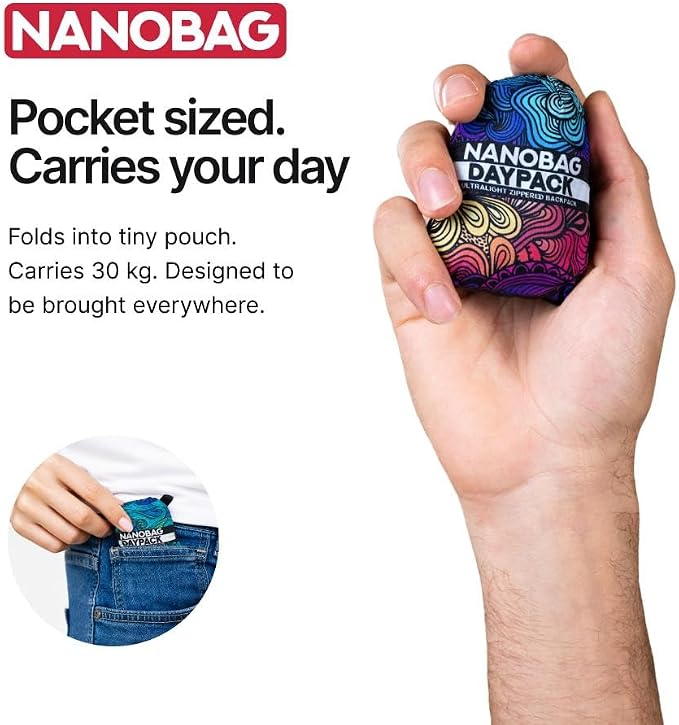Nanobag Daypack 16L Ultralight Packable Foldable Travel Backpack for Hiking | 1.15 oz Portable Collapsible Pocket-Size with YKK Zipper and Wide Comfortable Shoulder Straps for Everyday Use and Sports - Image 3