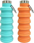 YCT Collapsible Water Bottle 17oz（500ml），Travel Portable Sport Water Bottle，Reusable Silicone Foldable Water Bottles for Gym Camping Hiking (Teal+Orange) by YCT