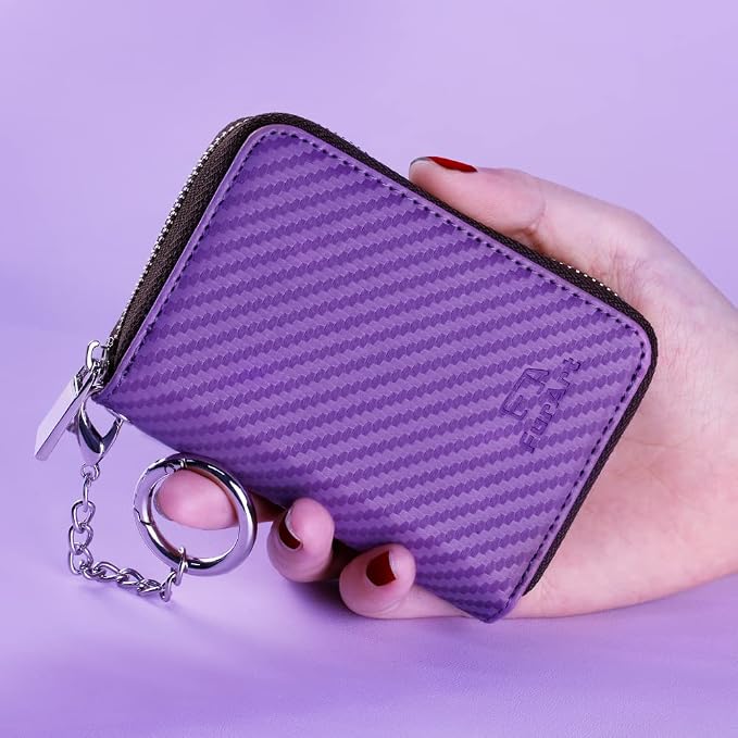 FurArt Zipper Wallet Women RFID Credit Card Holder keychain Wallet | ID Window RFID Blocking Compact Small business 15/16 slots - Image 4