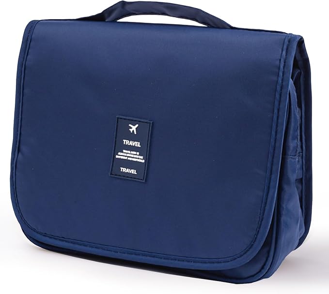 Travel Toiletry Bag with Hook, Hanging Toiletries Bag for Women Makeup and Small Cosmetics Organizer Blue by Yeegras