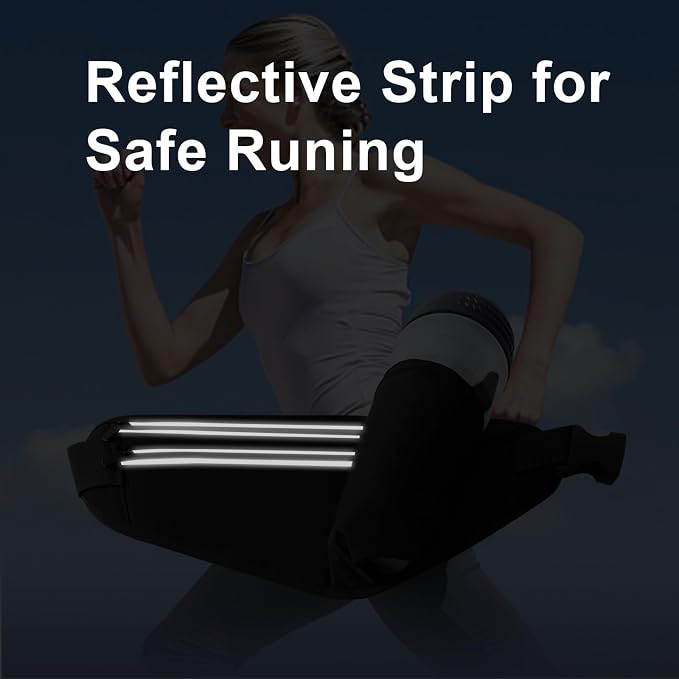 Slim Running Belt for Women Men,Runners Fanny Pack Phone Holder,Money Belt,Running Gear Accessories,with 3 Pockets (Light Black) - Image 3