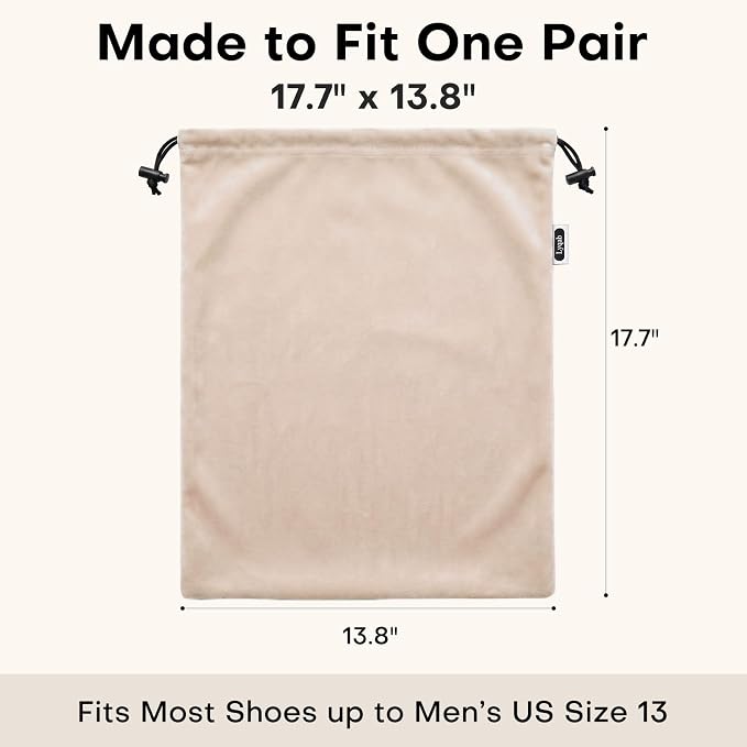 Travel Shoe Bags, 4 Pack Large Flannel Drawstring Bags (Camel Beige) | Soft Flannel fabric, 17.7 x 13.8 in, Fits up to Men's 13, Machine Washable - Image 2