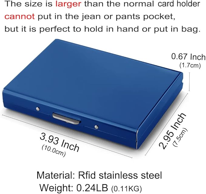 RFID Credit Card Holder Protector Metal Credit Card Wallet Business Card Holder for Men Women Gift Box Package (Blue) - Image 5