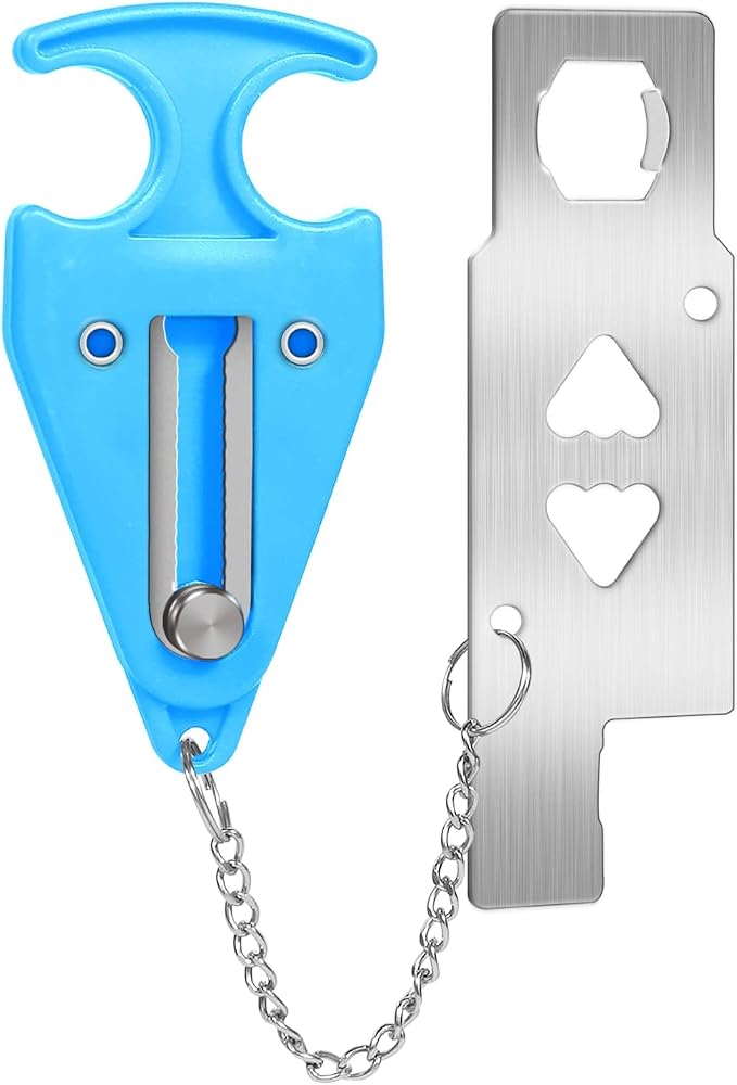 Portable Door Lock for Travel Lock Home Security Door Latch in Prevent Unauthorized Entry School Apartment Hotel(Blue) - Image 9