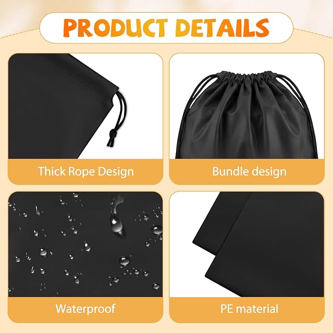 Shoe Bags for Travel, 15.7" x 11.8" Travel Shoe Bags for Packing, Large Waterproof Portable Drawstring Travel Shoe Storage Bag Travel Essentials Women for and Men (Black) - Image 3
