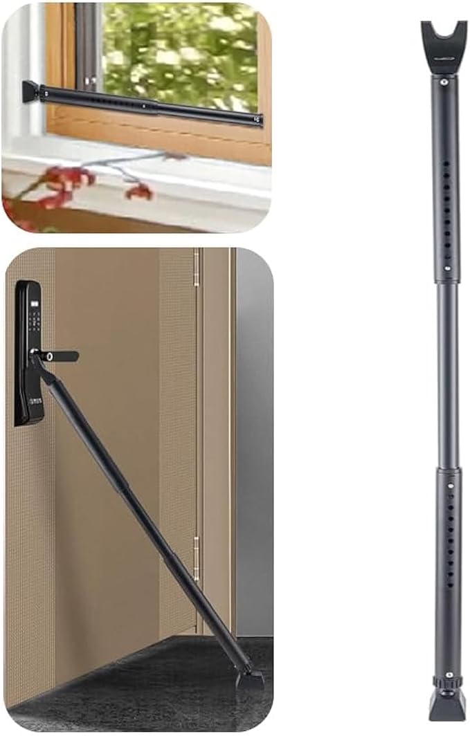 Door Security Bar Adjustable Door Jammer Door Stopper | Sliding Door Security Bar Barricad 2 in 1 Heavy Duty Window Security for Home Patio Door Apartment Travel Hotel Dorm by HoneSecur
