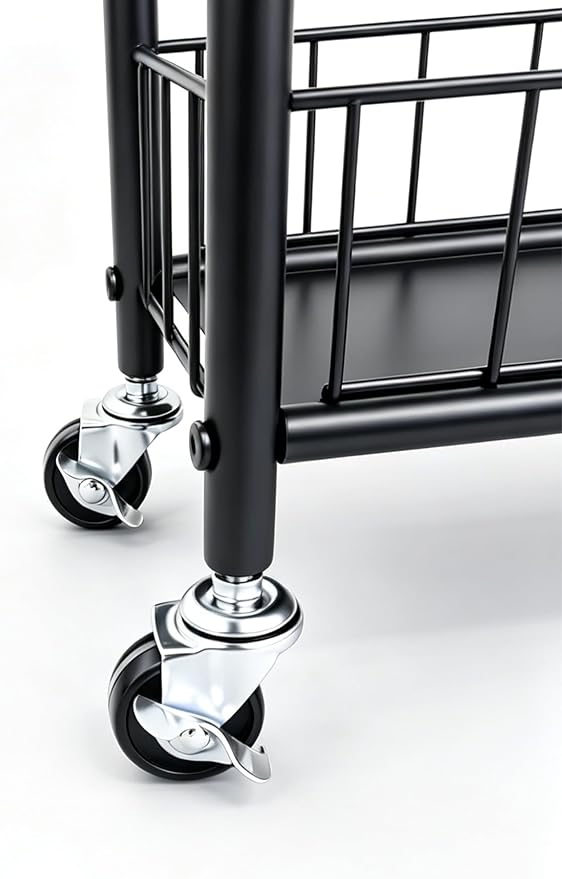10in Slim Storage Cart, Metal 6-Tier Narrow Rolling Shelf, Sturdy Slim Storage with Hooks Ideal for Kitchen, Bathroom, and Laundry Room (10in White) - Image 2