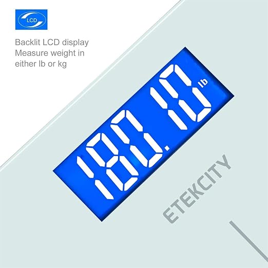 Etekcity Digital Electric Bathroom Scale for Body Weight, 400 lbs, White | Large 6mm Tempered Glass Platform, Clear LCD Display, Batteries Included, Safe Electronic Weighing for Daily Home Use - Image 2