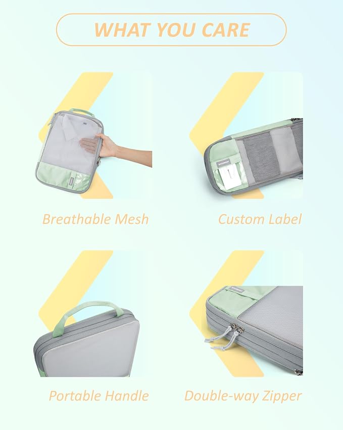 BAGSMART Compression Packing Cubes for Travel Essentials | 14 Set /6 Set /4 Set/2 Set, Lightweight, Durable - Image 5