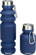 Nefeeko Collapsible Water Bottle, Reuseable BPA Free Silicone Water Bottles | Foldable Water Bottles for Travel Gym Camping Hiking, Portable Leak Proof Sports Water Bottle with Carabiner by Nefeeko