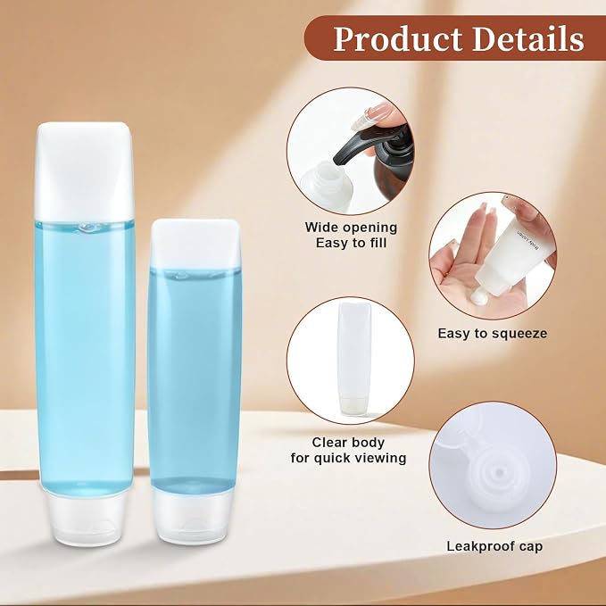 23 pack TSA Approved Leak Proof Travel Bottles | Empty Travel Size Bottle & Travel Toothpaste Container Ideal for Travel, Camping & Gym, Liquid & Lotion Containers - Image 6
